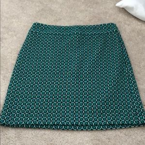 LOFT Turquoise Geometric Cotton Skirt